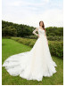 Long Sleeves Ivory Lace Tulle Fashionable Wedding Dress